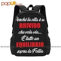 Vasco Rossi Because Life Is A Thrill That Fly Away Black White Blasco Backpack Large Capacity School School Sport Bag