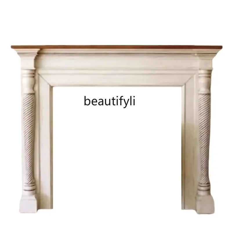 A  French retro solid wood mantel custom old heater living room independent electronic simulation fire