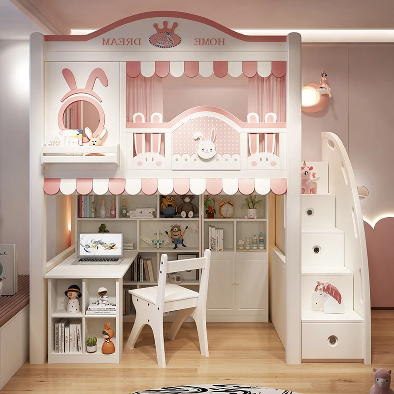 

Перейти на кровать Под столом Бытовая комбинированная кровать Интегрированная детская кровать Двухъярусная кровать для девочек, высокая и низкая, многофункциональная 210