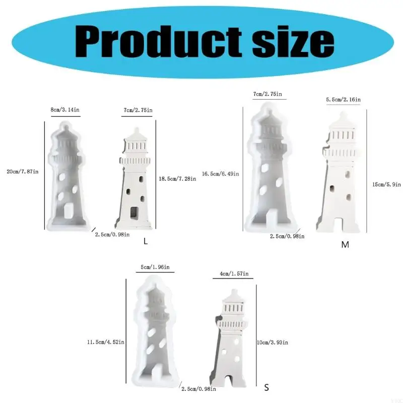 Lighthouse Ornament Rilicones DIY 공예 수지를위한 곰팡이 주조 양초 만들기 프로젝트 가정 장식 및 창의적 선물 Y4QC