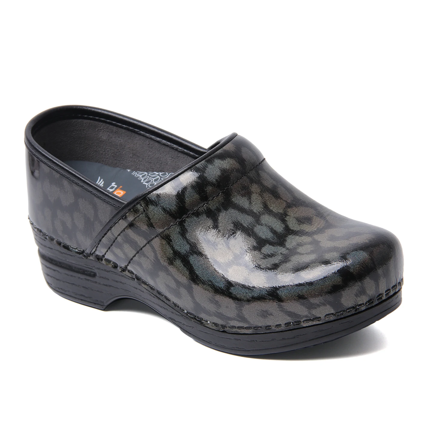 Dansko XP Printed Patent Leather Clogs, Lightweight Non Slip Arch Support Work Shoes for Nurses