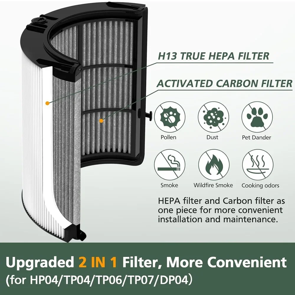 2in1 Carbon HEPA Filter Compatible with Dyson TP04 HP04 TP07 TP06 HP06 PH02 PH01 PH03 PH04 HP09 TP09 HP07 HP10 TP10 Air Purifier