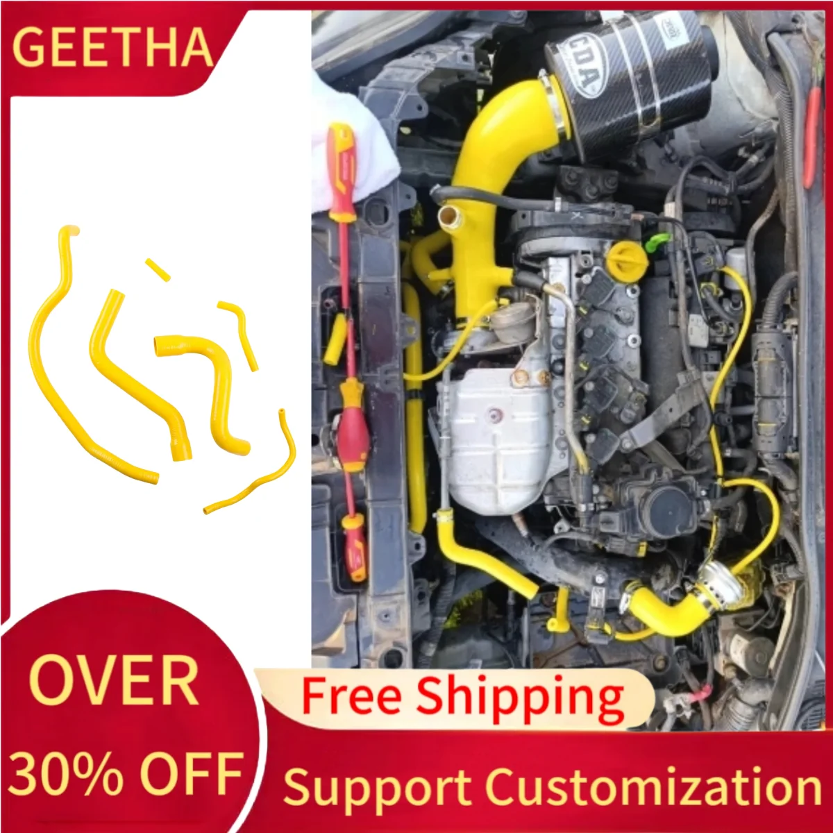 For Alfa Romeo MiTo/ Fiat Punto Grande 1.3 MTJ 75 CV Silicone Radiator Water Cooling Hose Kit