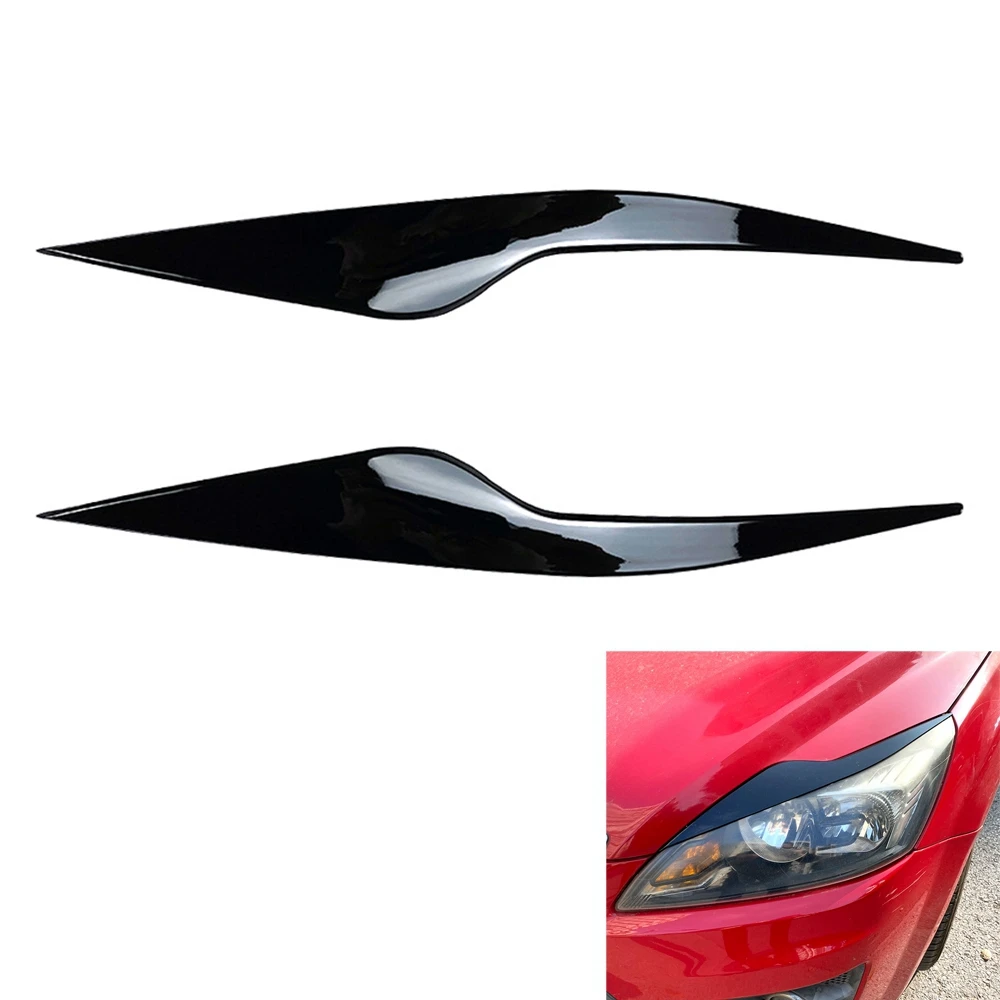 Car Glossy Black Headlights Eyebrows Eyelids Cover Eyelash Head Light Lamp Stickers for Ford Focus MK2.5 2008-2011