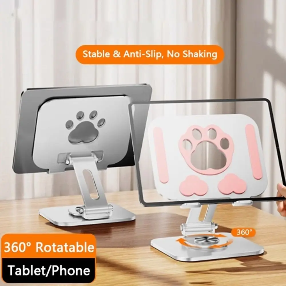 Portable Cat Paw Tablet Stand Adjustable 360° Rotation Tablet Holder Multi Angle Heat Dissipation Tablet Phone Bracket Universal