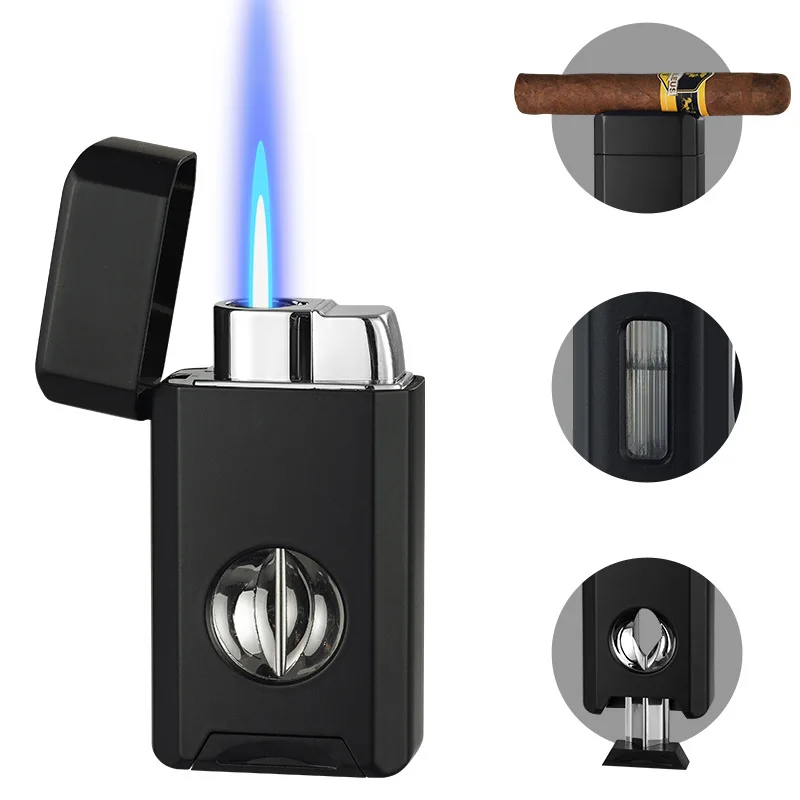 

New Cigar Lighter Direct Rush Windproof Igniter V-shaped Shears/smoke Holder Integrated Cigarette Lighters & Smoking Accessories