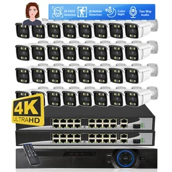 32CH 4K CCTV Security Camera System 8MP 4MP Face Detection Color Night PoE IP Camera Two Way Audio Video Surveillance NVR Kit
