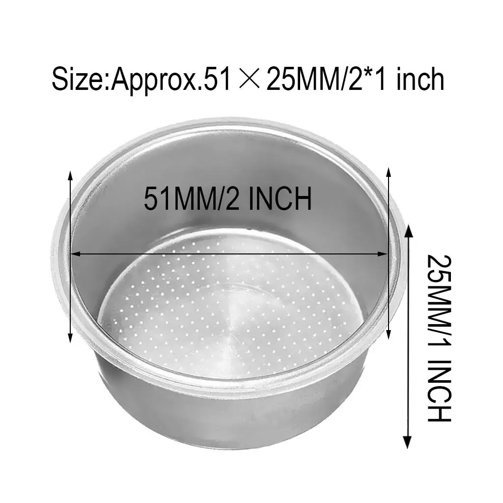 Фильтр для кофе из нержавеющей стали, кофе с двойной чашкой, 51 мм, пористая корзина без давления для