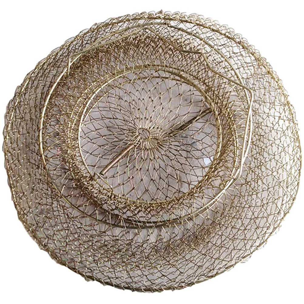 

Metal Fish Pole Fishing Net Big Capacity Basket Protective Cage Supply Supplies Fishnet Foldable Wear-resistant Catching Iron