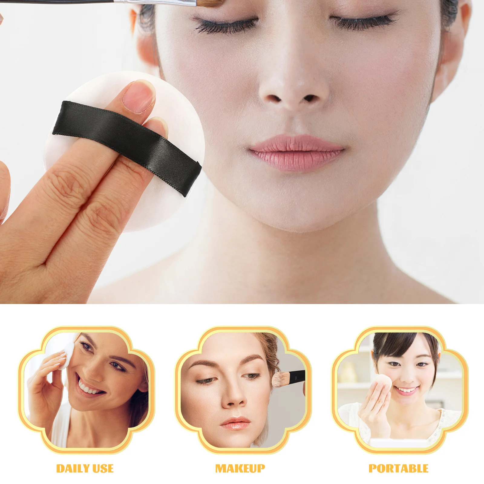 

Makeup Powder Container with Mirror Compact Case for Travel Essentials Leak Resistant Puff Organizer Black