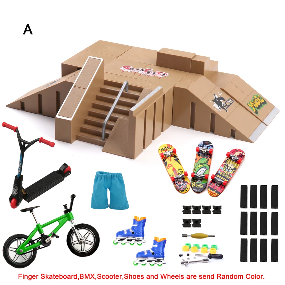 Mini rampe de parc pour Skateboard à doigts, bricolage, pour la pratique technologique, plate-forme de pont, jeu de rampes de Skateboard à doigts avec vélo BMX