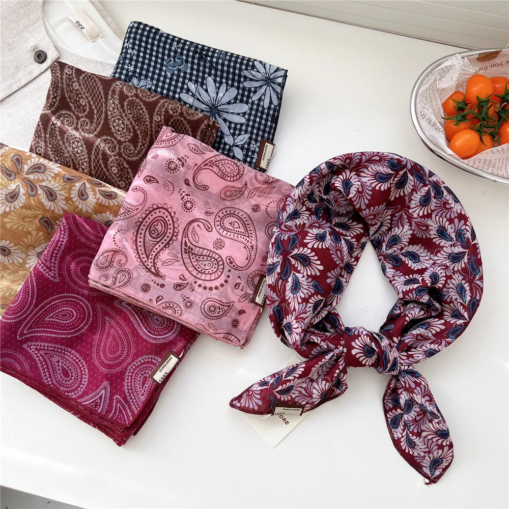 

Double-sided retro cashew small square scarf, women's spring and autumn neck scarf, decorative headscarf