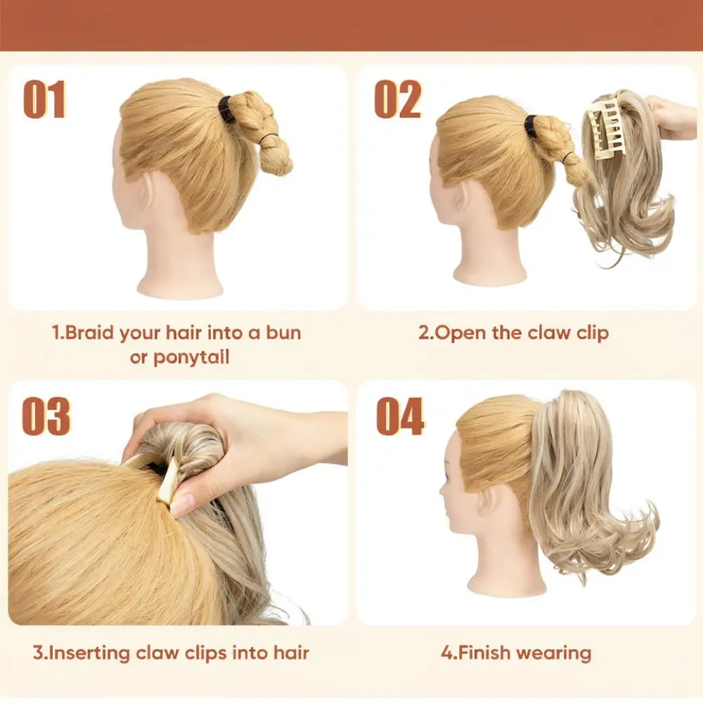 Wavy Claw Ponytail Extension Heat Resistant Synthetic Hairpiece Voluminous Curly Hair Wig Natural Daily Hair Accessory