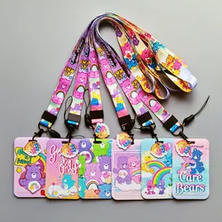 MINISO Care Bear Cartoon Cute Bus Card Lanyard Anti-lost Pick-up Card Badge School ID Card Holder Animation Accessories