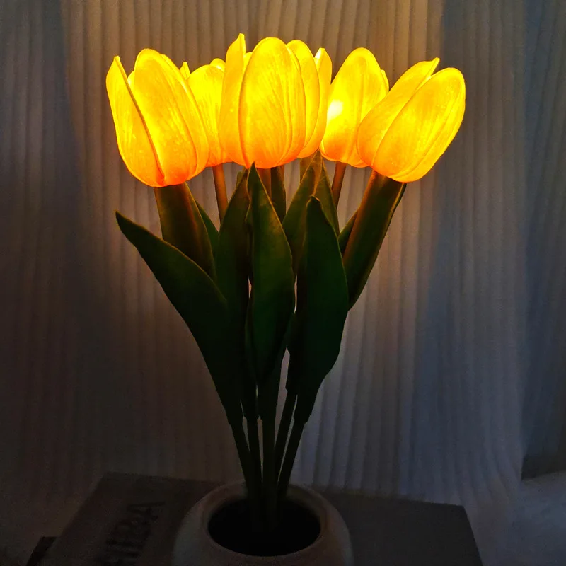 USB Rechargeable Tulip Night Light LED Simulation Flower Creative Table Light Decoration Bedroom Decoration Atmosphere Light