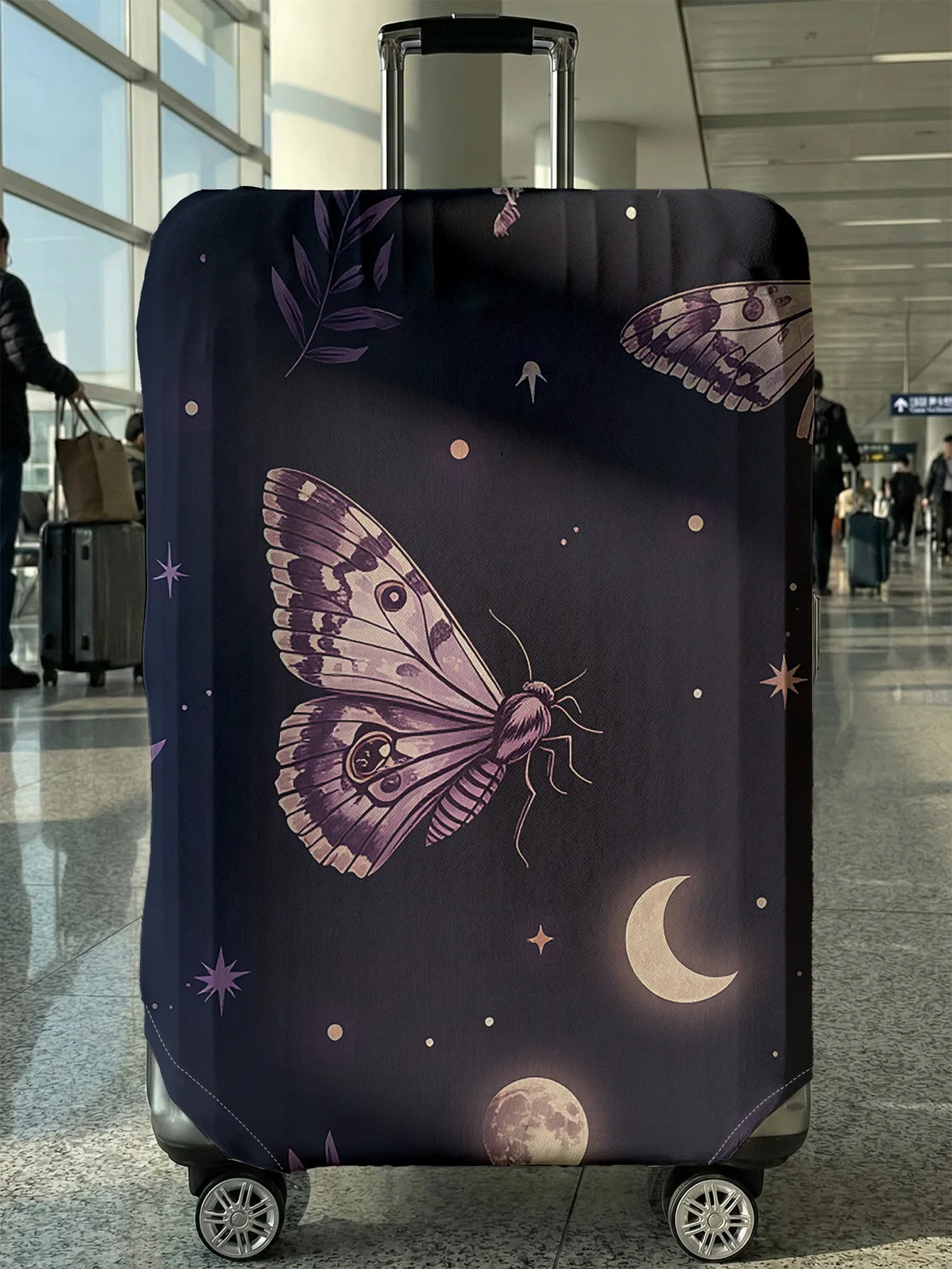 

Purple Butterfly Moon Star Print Luggage Cover, Suitable for 18-32 Inch Luggage Cover, Luggage Handle Glove, Travel Accessories
