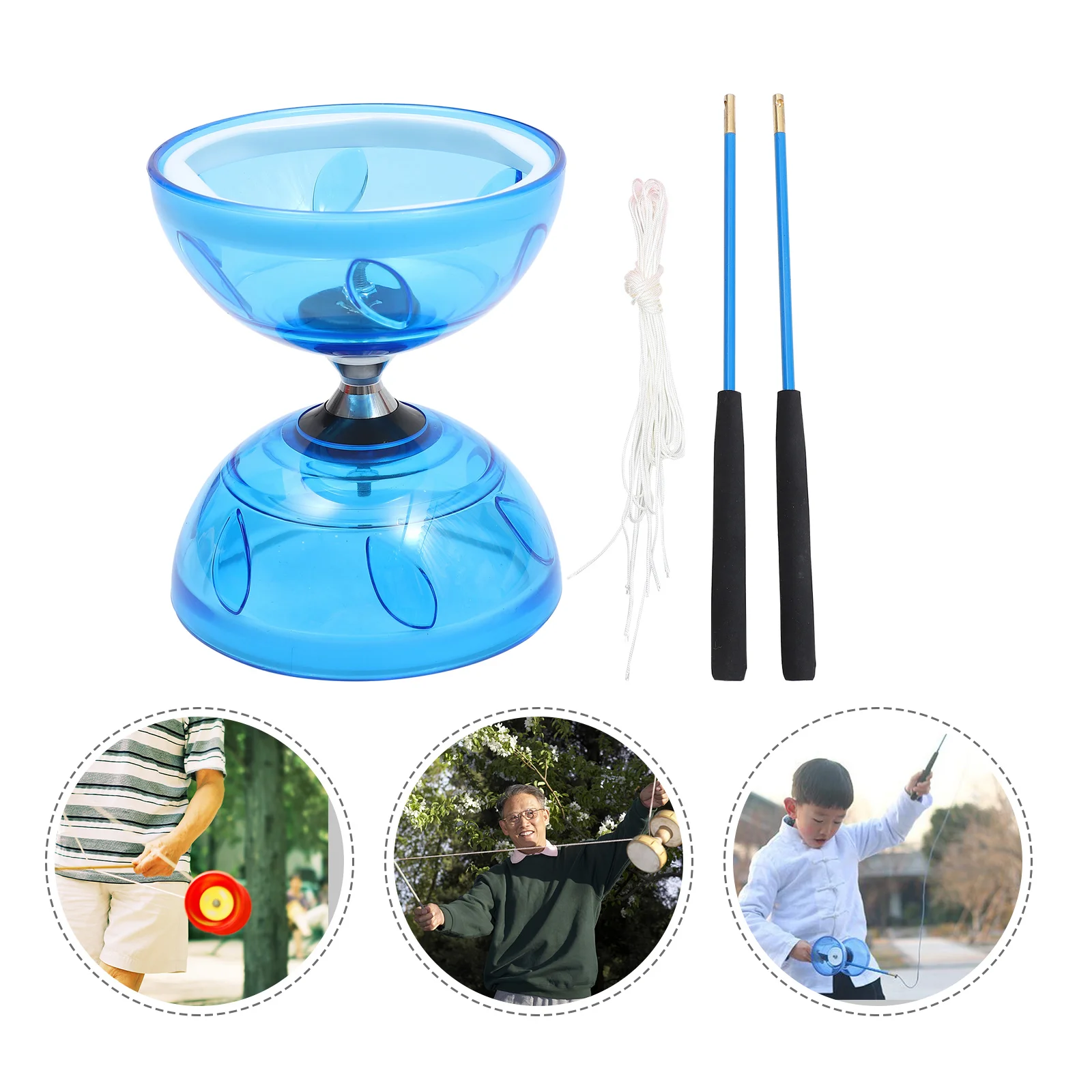 

Transparent Soft Rubber Diabolos Chinese Children's Beginner's Living Axis Double-ended Yoyo Diabolo Juggling Fitness Toy