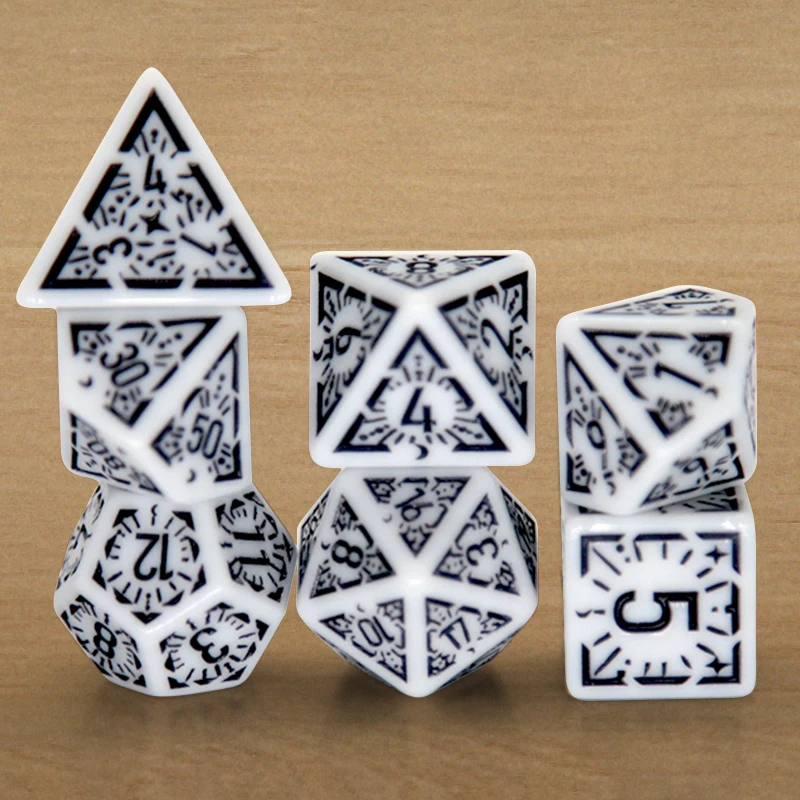 مادة أكريليك متعددة السطوح 7 قطعة/المجموعة/مجموعة نرد مناسبة لـ TRPG DND مجموعة نردات متعددة السطوح ألعاب الورق ملحقات ألعاب الحفلات