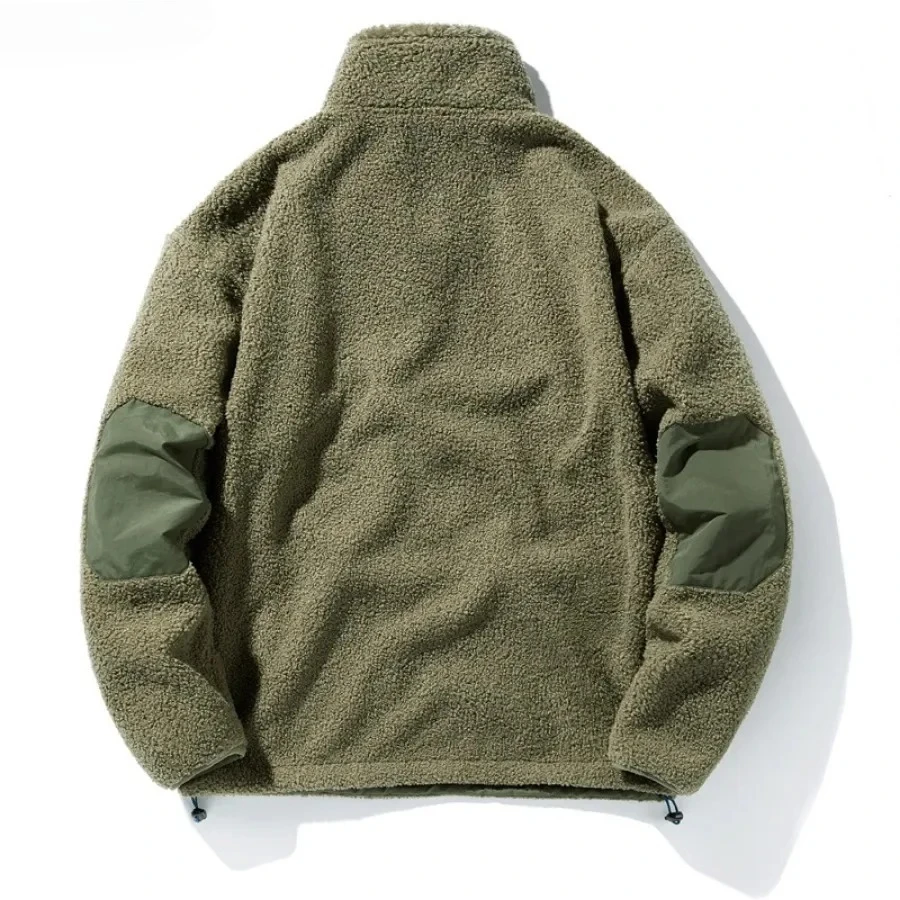 New Men's Sweatshirts Fashion Patchwork Pocket Fleece-lined Warm Pullover Tops Male Polar-fleece Loose Casual Hoodies Coats