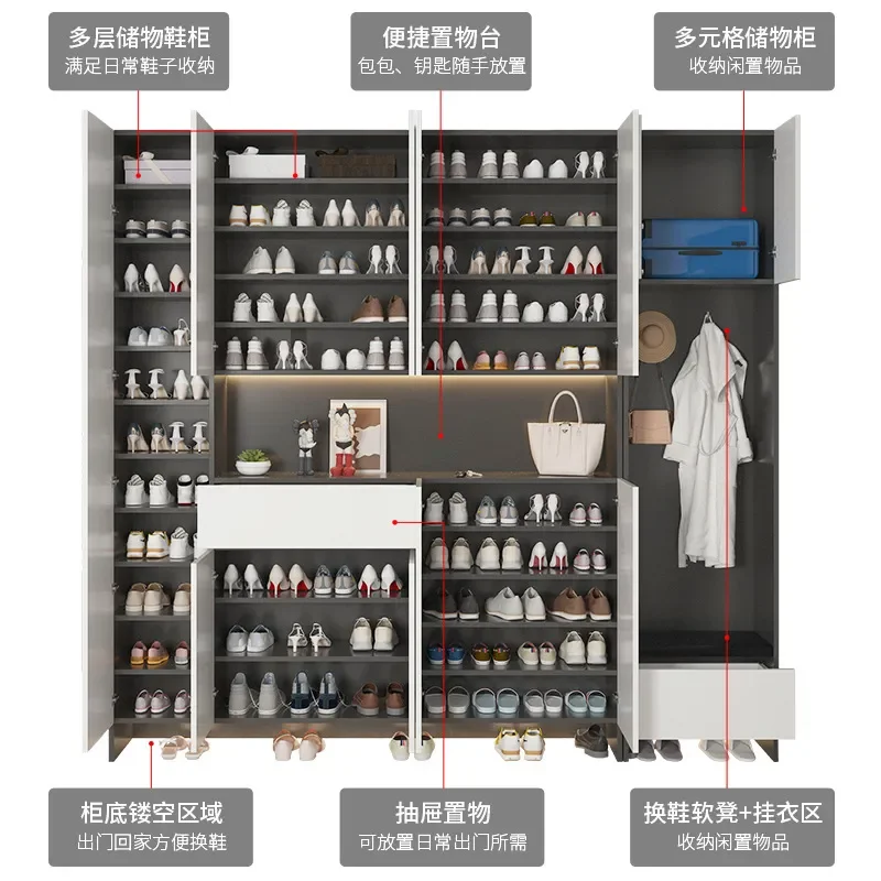 for Home Shoe Cabinet Household Modern Simple Entrance Partition Large Capacity Integrated Storage Against Wall Locker with
