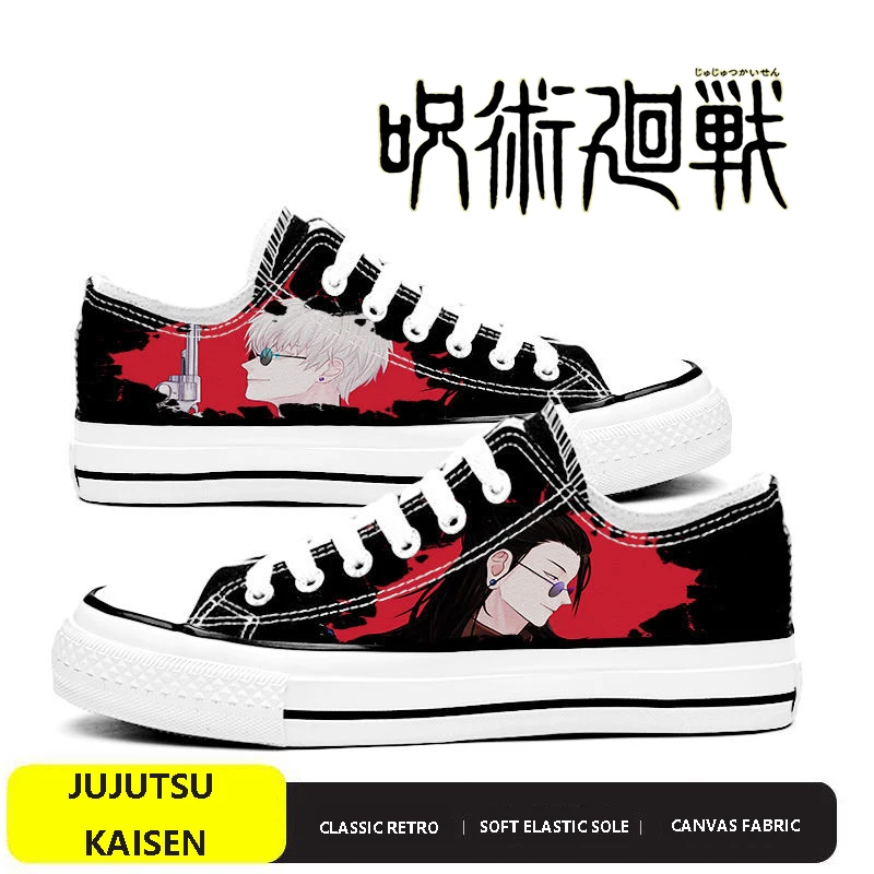 Anime Jujutsu Kaisen Casual Canvas Shoes Cartoon Gojo and Geto Sneakers Basketball Shoes Comfortable Flat Shoes Birthday Gift