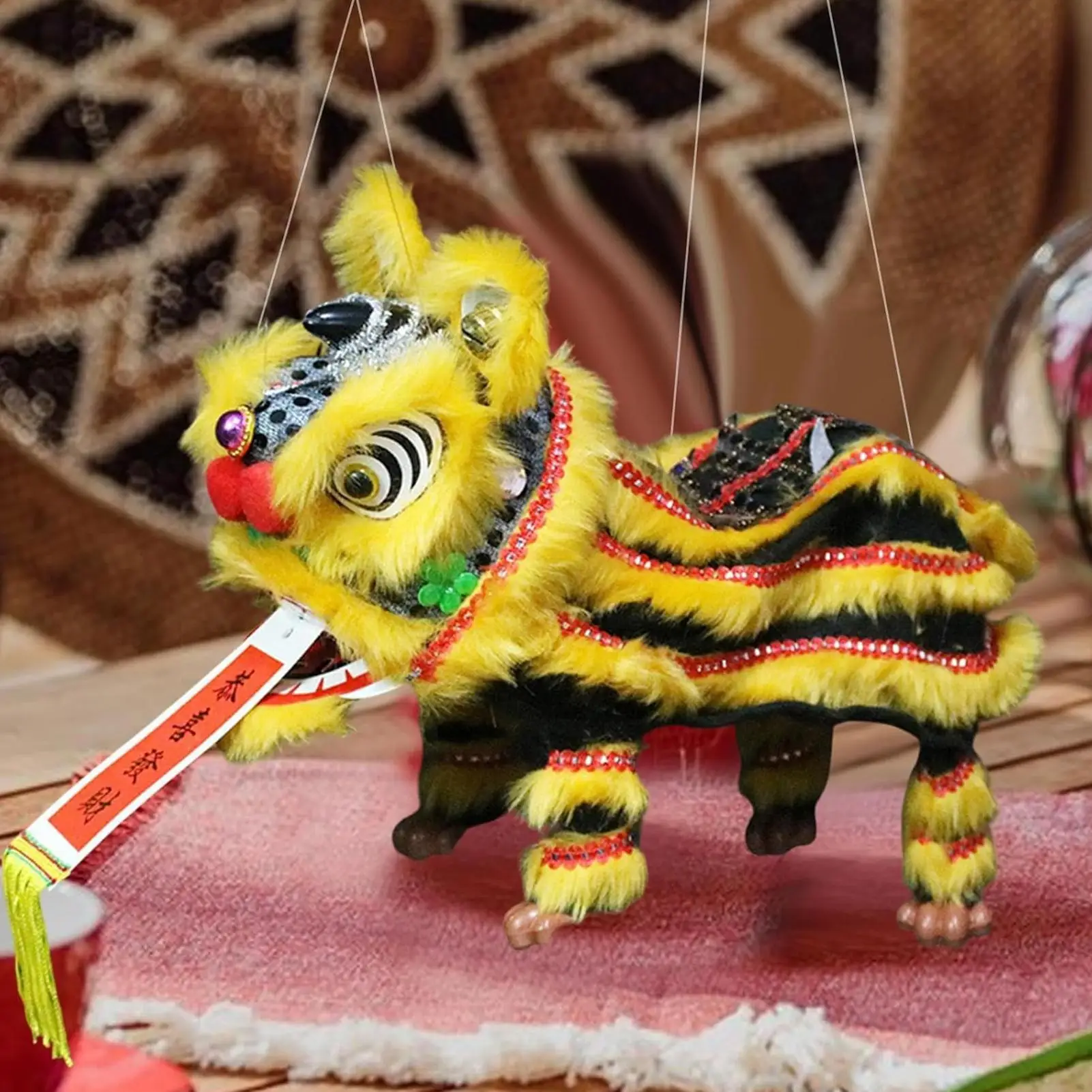String Puppet With Rod Lion Dance Traditional Chinese Marionette With String Cultural Toy Artistic Design For Festivals School