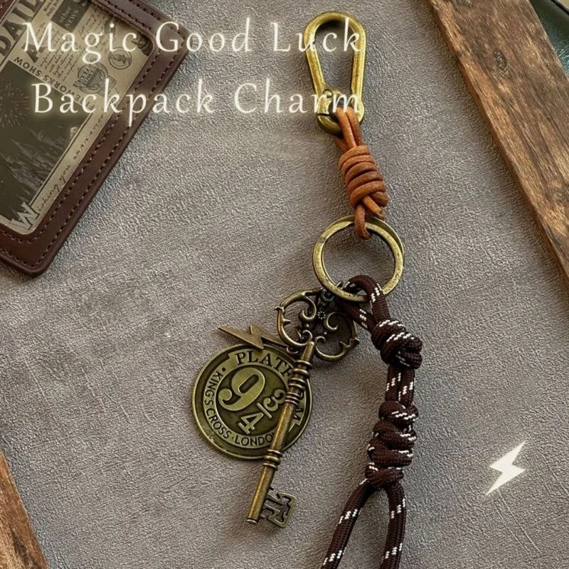 Magic bag pendant combination rope leather retro metal personalized keychain Harry Potter pendant