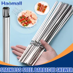 Stainless Steel Barbecue Skewer Reusable BBQ Skewers Kebab Iron Stick For Outdoor Camping Picnic Tools Cooking Tools