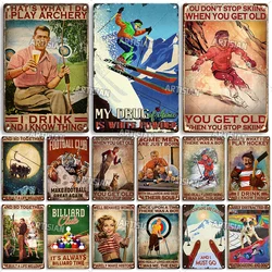 Artisian Gym Archery Metal Sign Football Billiards Hockey Tin Plate Ski Sport Decorative Plaque Wall Decor Garage Bar Pub Club