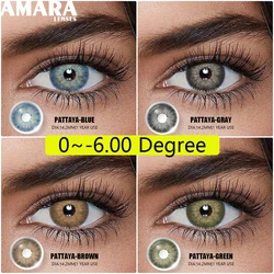AMARA 1Pair Myopia Colored Contact Lenses for Eyes Lenses with Diopters Prescription Fashion Lenses Gray Eyes Lens Yearly Use