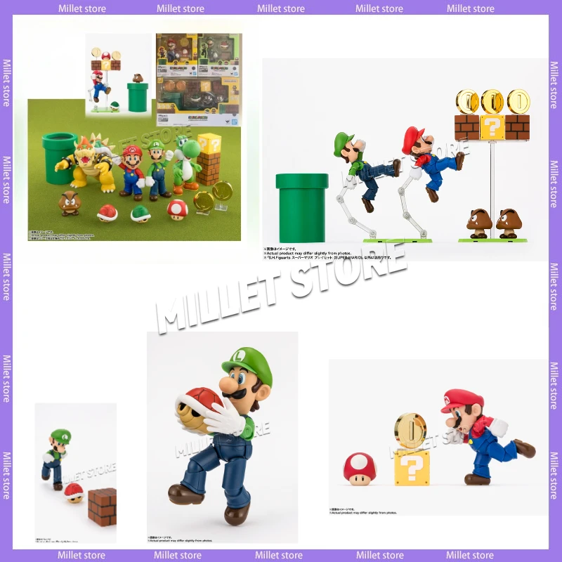 

Original Genuine Bandai S.H.Figuarts Shf Mario Luigi Play Set Super Mario Moving Figure Model Collection Toy Gift for Children