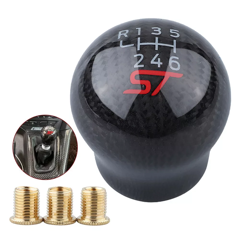 Car Manual Transmission 6 Speed Racing Carbon Fiber Gear Shifter Lever Handball Knob For Ford Focus Fiesta ST line