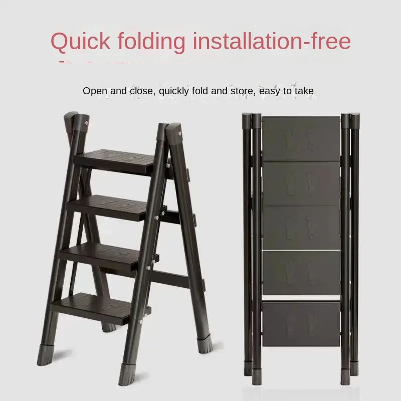 Thickened Carbon Steel Folding Ladder Strong Bearing Capacity 2/3-Step Household Storage Rack Potting Shelf Home Decor