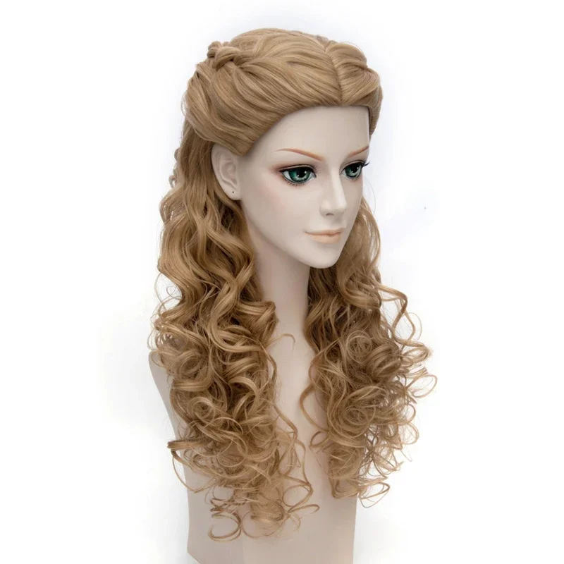 Anime 65Cm Blonde Mix Golvende Lange Centrale Deel Gestyled Synthetisch Haar Cosplay Volledige Pruiken Voor Vrouwen Prinses Cinderella Pruik