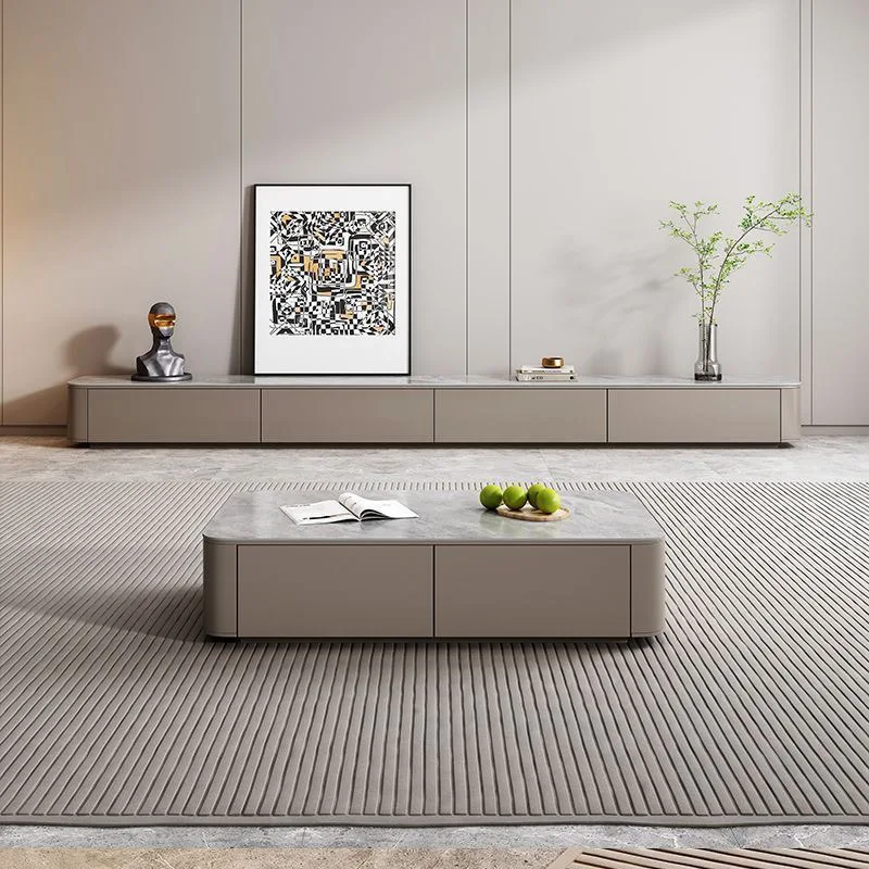 Solid wood rock slab floor TV cabinet light luxury high sense modern simple living room home Internet celebrity new floor