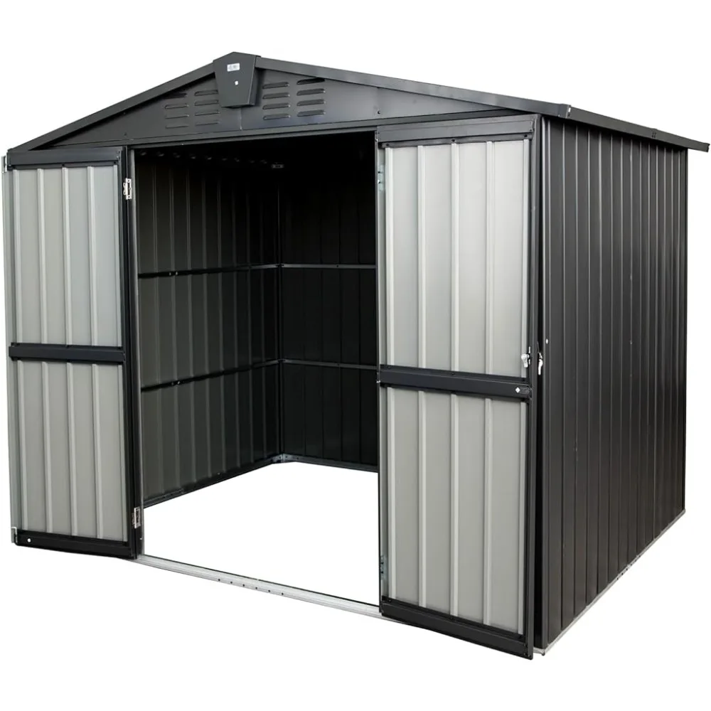 

Outdoor storage shed 8.2 'x 6.2', bicycle metal garden shed, garbage bin, galvanized steel storage cabinet, with lockable door