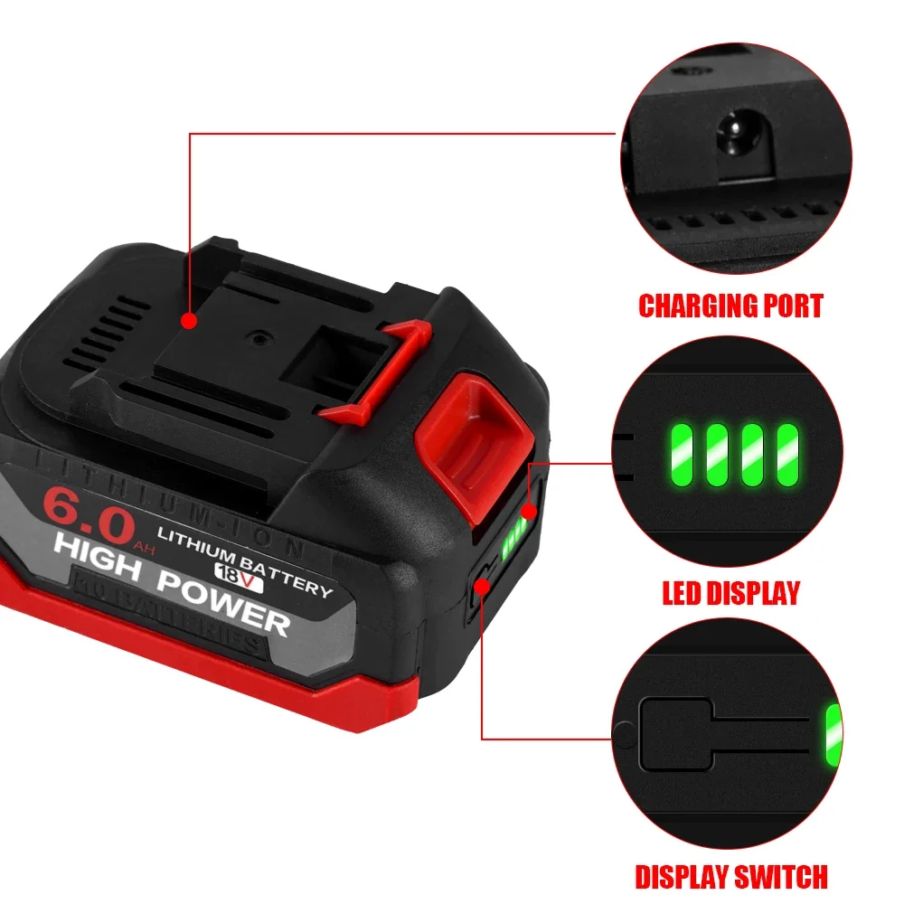 ONEVAN 18V Rechargeable Battery Lithium 6.0AH High Capacity Battery For Makita Electric Power Tool Cordless Electrc Saw Battery