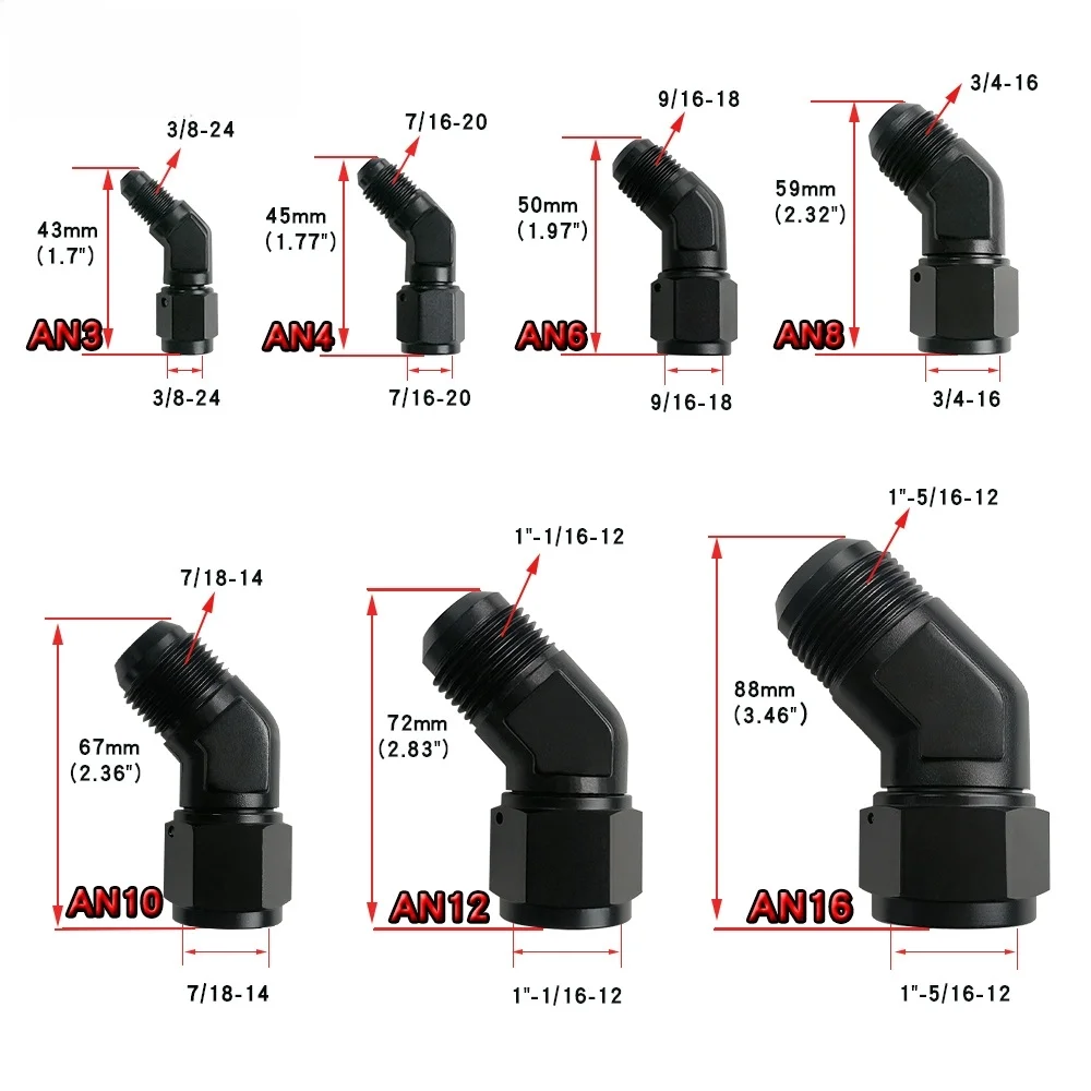 Male to Female Forged Reducer AN Adapter Fitting Thread Conversion AN Connector Auto Modification Oil Cooler Hose End Fitting