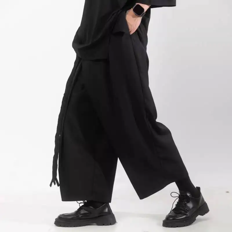 

Original Design Wide-Leg Japanese Trendy Brand Cropped Dark Men's Casual Pants Style Ribbon Casual Straight-Leg Men's Pants