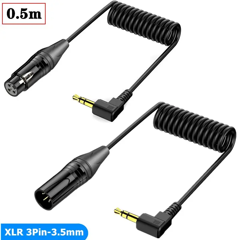 Spring Retractable 3.5mm Stereo Male 90 ° to XLR 3Pin Male And Female Cable Microphone, Mobile Phone MP3 Player, Tablet Computer