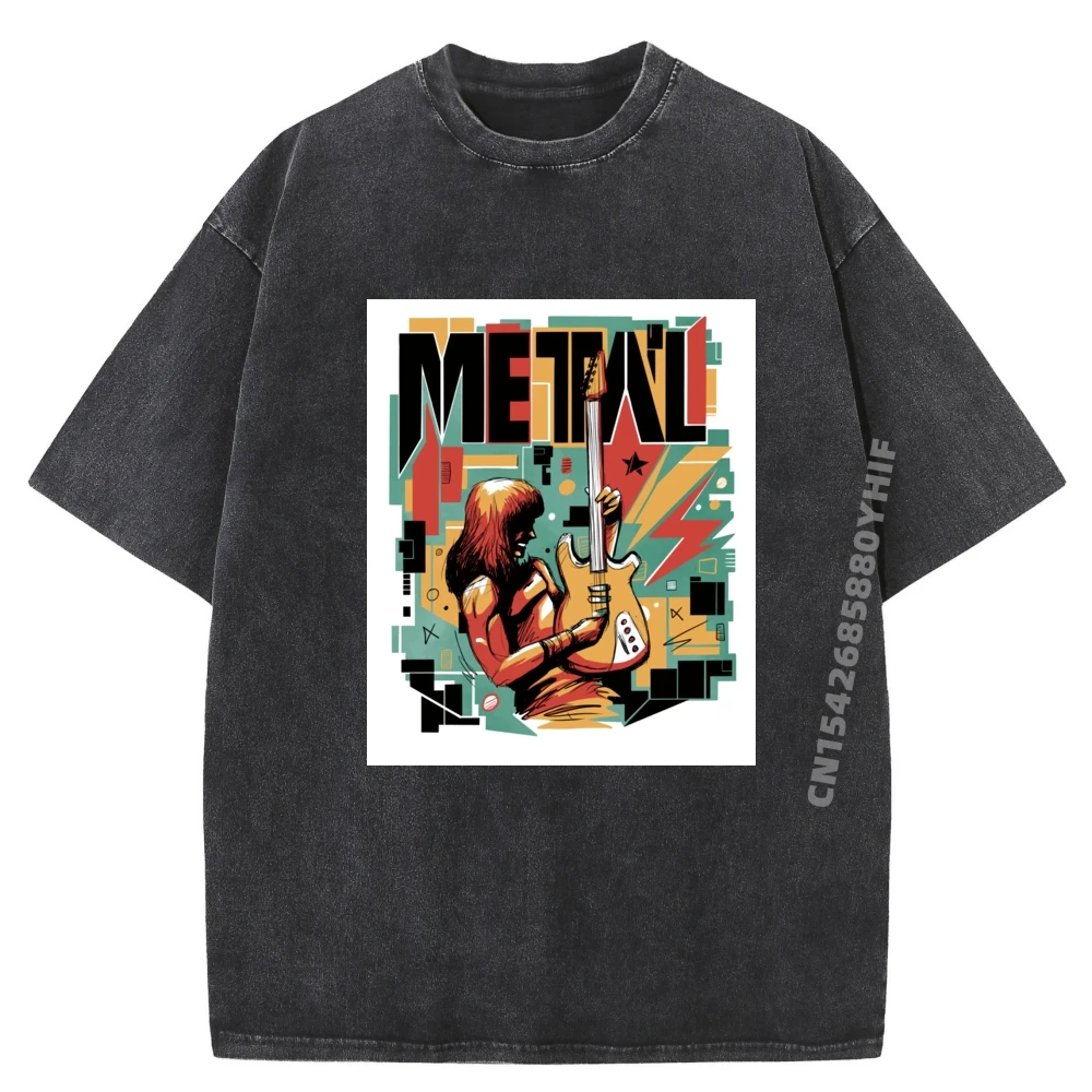 

Mens Washed Shirt Electric Guitar Vintage T Shirt Men Shirts For Men Casual Printed T-shirt Mens Designer Clothes