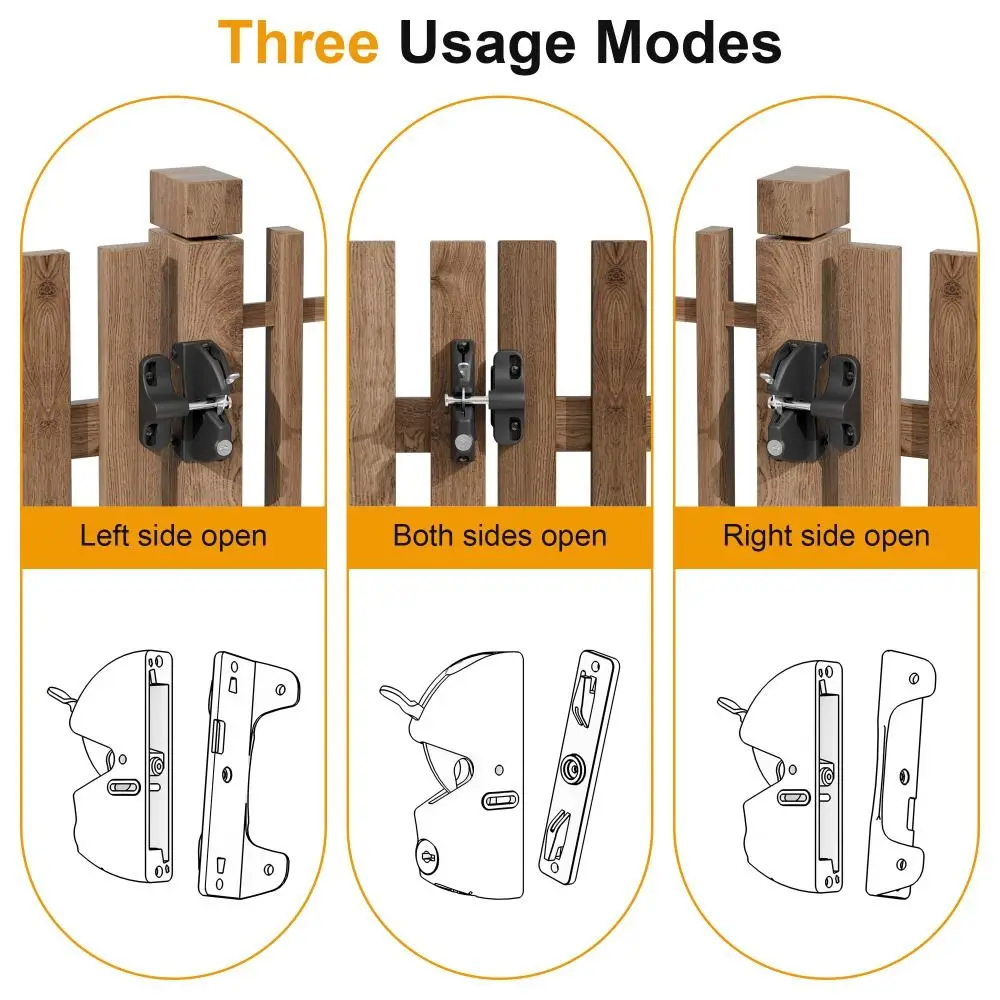 Black Color Outdoor Door Lock Nylon Material Spring Loaded Double-ded Lock 2 Sided Locking Durable Non-rusting