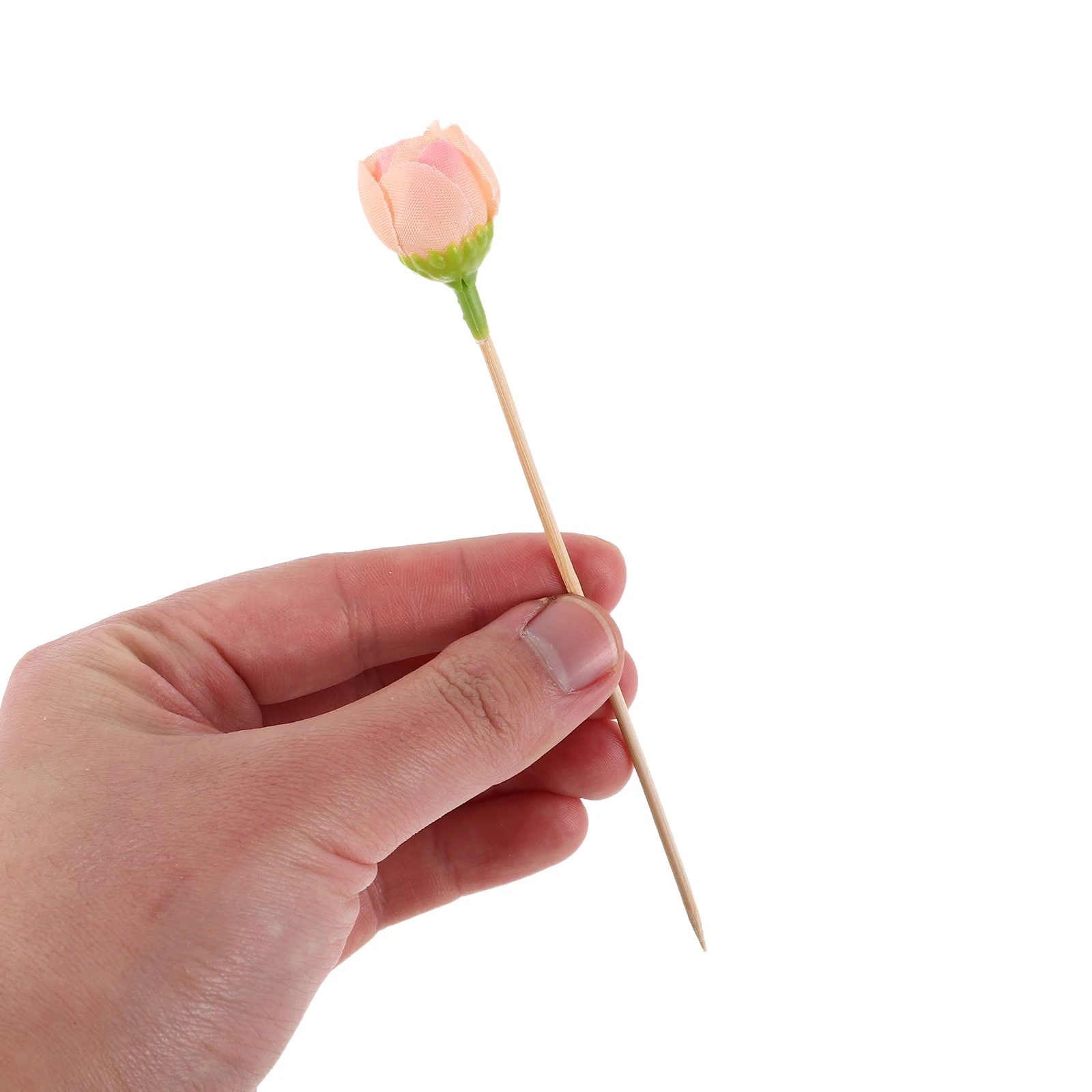 

30Pcs Rose Bud Fruit Picks Realistic Bamboo Cocktail Skewers for Wedding Party Dessert Decoration Food Garnish