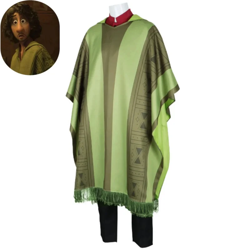 Anime Film Fascino Bruno Madrigal Costume Cosplay Bambini Striscia Verde Mantello Mantello Uniforme Bambini Adulto Uomo Vestito da festa di Halloween