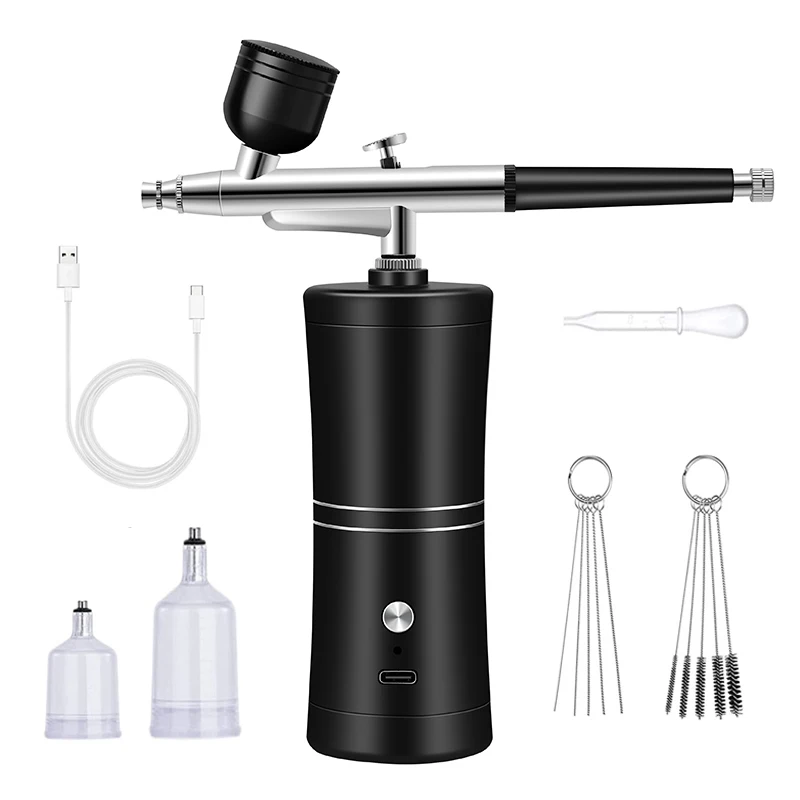 0.3mm Airbrush With Mini Air Compressor Kit Air Brush Paint Spray Gun For Nail Art Tattoo Craft Cake Nano Fog Mist Sprayer