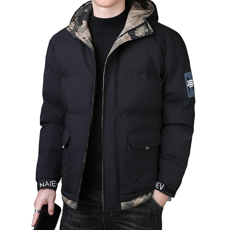 

Winter Parkas Coat Men Windproof Hooded Thicken Multi-pocket Down Coat Outdoor Thick Warm Cotton Padded Snow Coat Oversize
