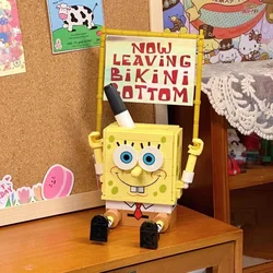 SpongeBob SquarePants Pen Holder Building Blocks Boy Girl Educational Assembly Toy Model Ornaments Boys and Girls Holiday Gift