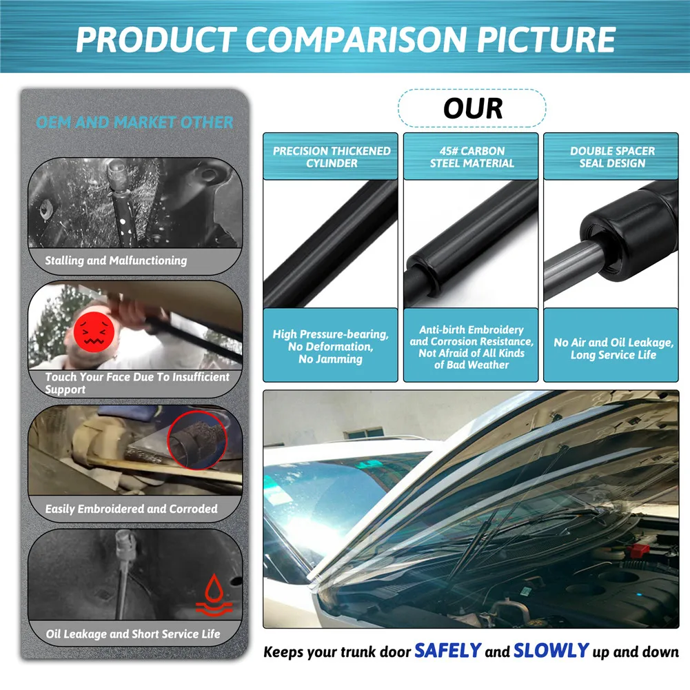 2Pcs Front Hood Lift Supports Struts Shocks for Ford Territory SX SY 2004-2005-2006-2011 Car Bonnet Gas Spring Damper Replace