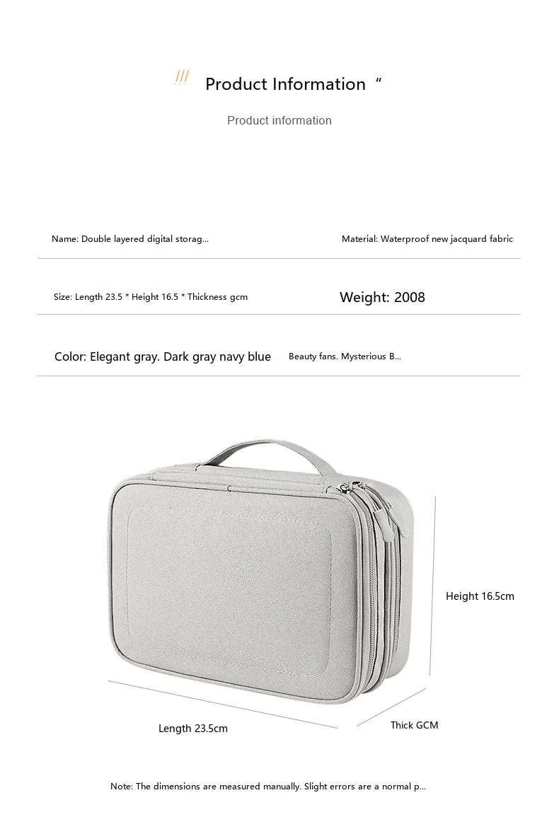 Aufbewahrungstasche für digitales Zubehör, große Kapazität, wasserdichte Organizer-Tasche für Kabel und Kopfhörer – Detail 3