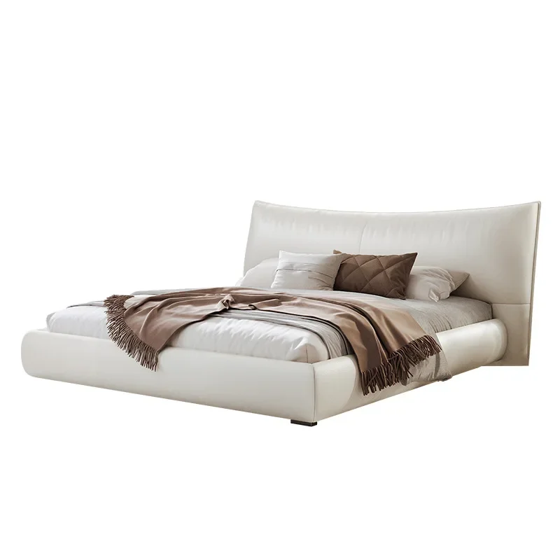 

Light luxury, first-layer cowhide bed, high-end atmosphere, French style, cream style, soft bag, genuine leather.